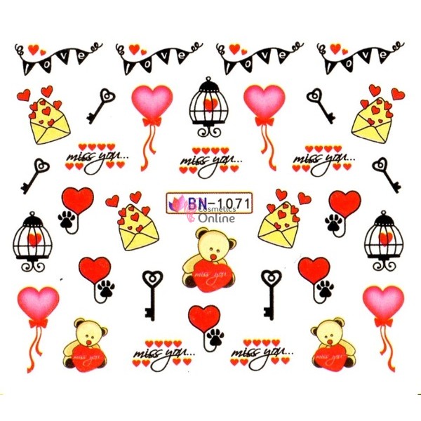 Stickere cu Apa pentru unghii cod BN1071 - Valentines Day
